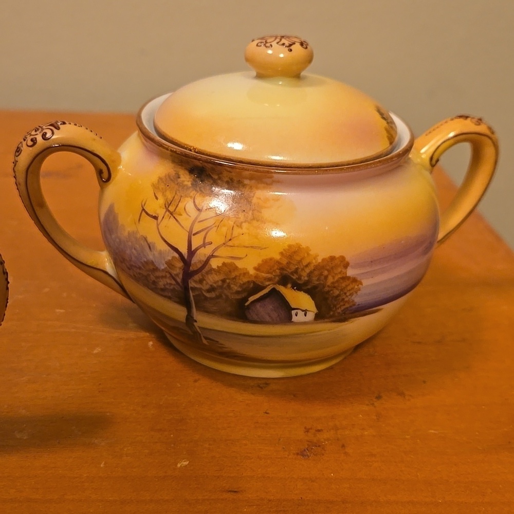 Noritake Japan Handpainted Creamer and Sugar Bowl - Picture 3 of 9